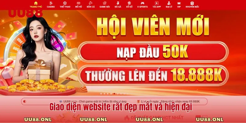 Giao diện website rất đẹp mắt và hiện đại